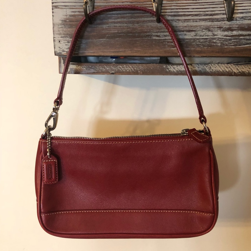 Red leather coach bag
